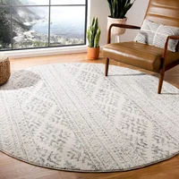 Alfombra Redonda Antideslizante Lavable Safavieh 122 cm Marfil y Negro Tribal Bohemia