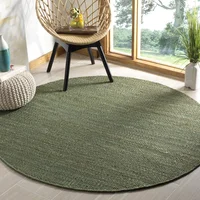 Alfombra Redonda de Yute Safavieh 243 cm Verde Hecha a Mano para Sala y Comedor