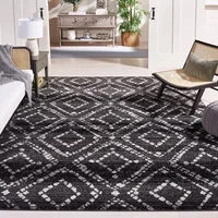 Alfombra Moderna Antimanchas Safavieh Negro Marfil 274 cm x 366 cm con Diseño de Diamantes