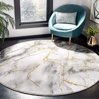 Alfombra Redonda Safavieh Craft 2 m Gris/Dorado Diseño Abstracto Moderno Resistente a Manchas