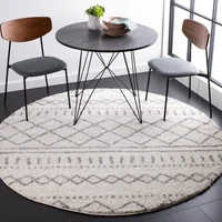Alfombra Lavable Antideslizante Adiva Rugs 200 cm x 200 cm Marfil y Gris Shag Gruesa