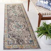 Alfombra Lavable Antideslizante Adiva Rugs 671 x 67 cm Gris Azul Claro Diseño Bohemio