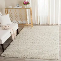 Alfombra Lavable Antideslizante Safavieh Arizona Shag 155 x 155 cm Marfil Beige Suave