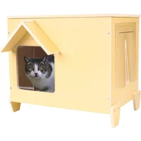 Casa Para Gato Exterior Resistente Impermeable y Aislada con Puerta de Escape