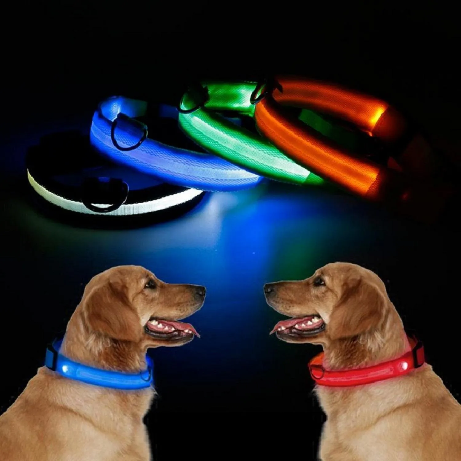 Collar Luz Led Reflectivo Para Mascotas Verde Xs