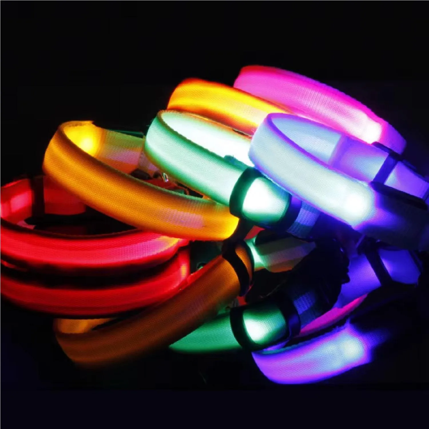 Collar Luz Led Reflectivo Para Mascotas Rosado Xl