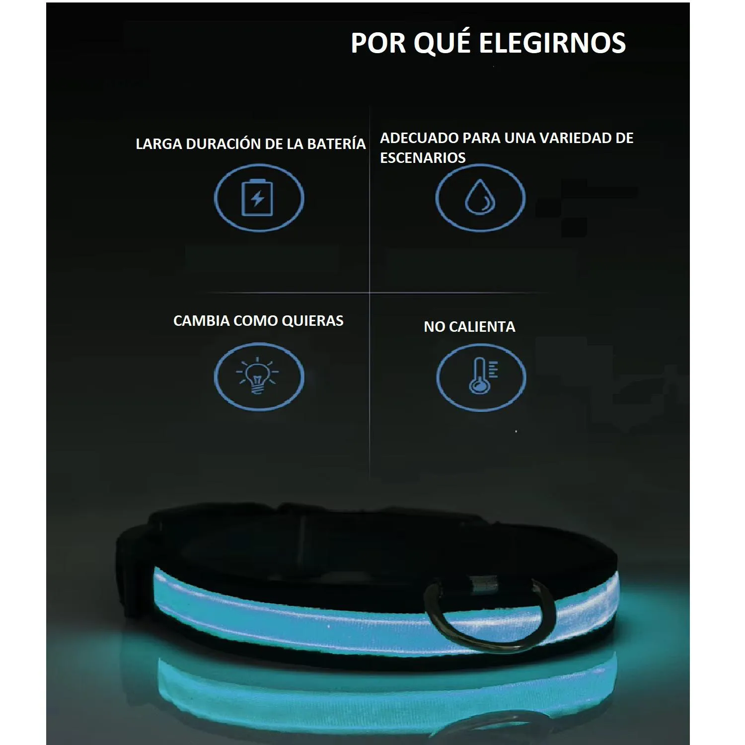 Collar Luz Led Reflectivo Para Mascotas Rosado Xs 3
