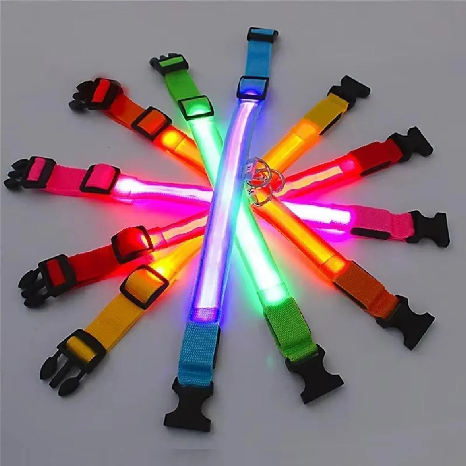 Collar Luz Led Reflectivo Para Mascotas Rojo Xs