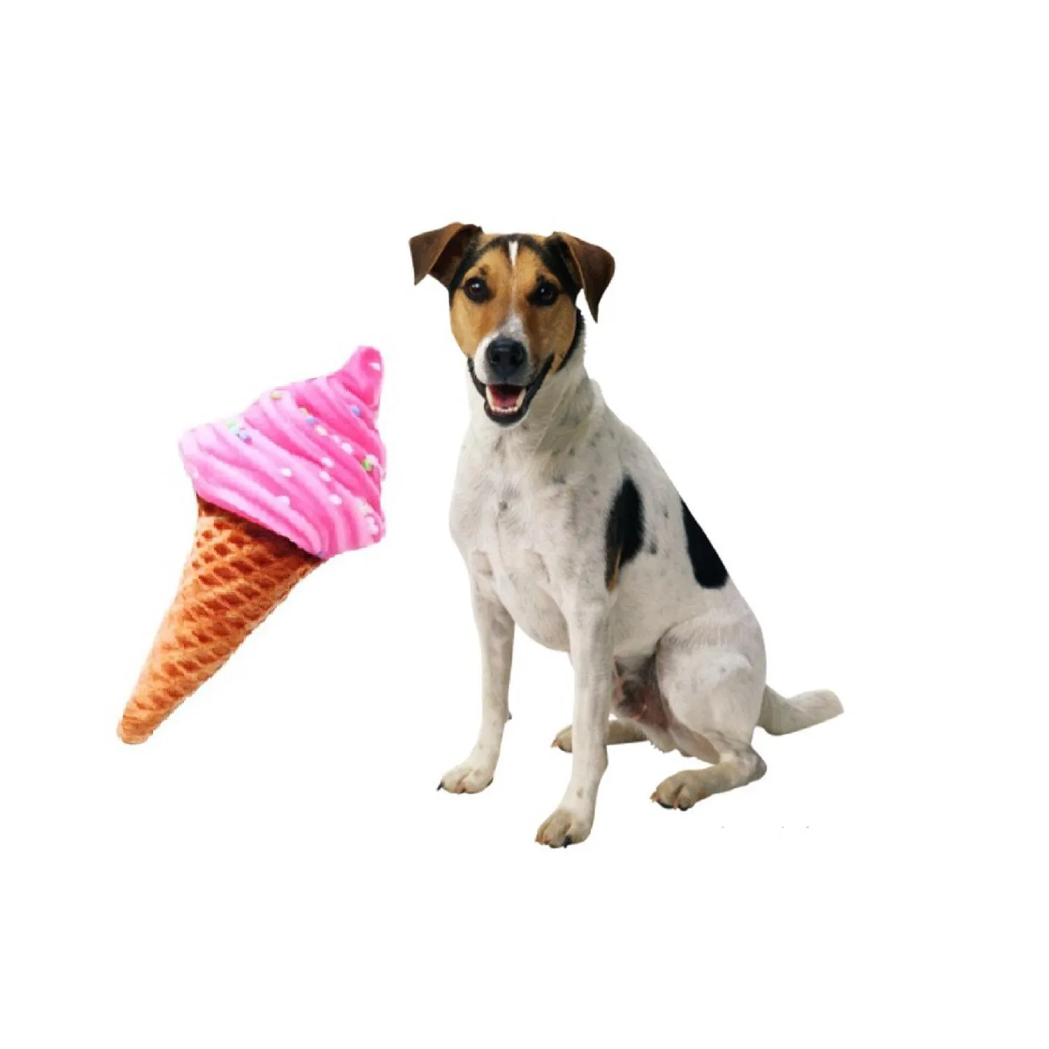 Peluche Para Perro Con Sonido Helado Rosado