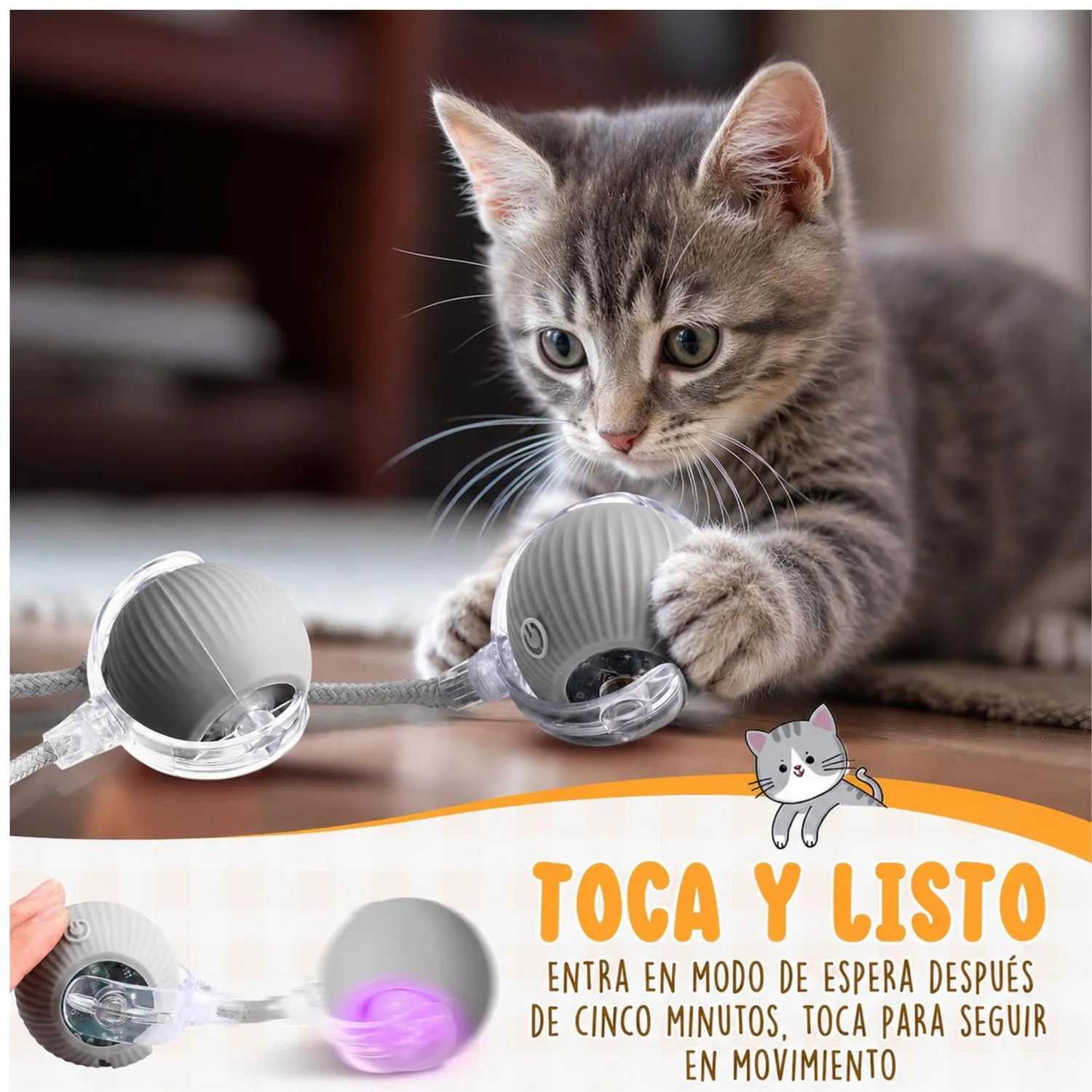 Hamster Ratón Juguete Para Gato Con Movimiento Gris