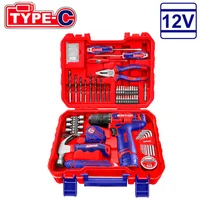 Taladro 3/8" Inalámbrico Atornillador Destornillador Percutor 12V + 96 Accesorios