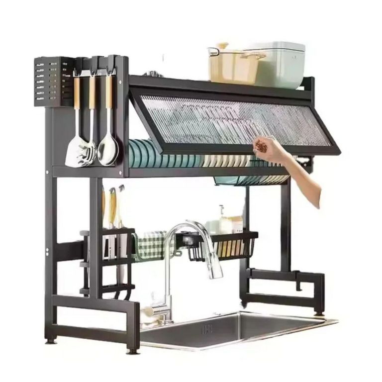 Large Capacity Stainless Steel Dish Drying Rack – 2-Tier, 11"D X 17.75"W X 13"H, Silver
