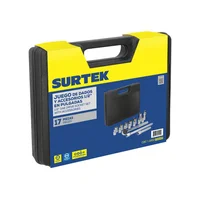 Juego de Copas Ratchet y Extensión 1/2 Pulgada Métrico 17 Piezas Surtek