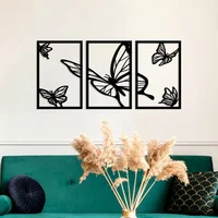 Set 3 Cuadros Mariposas Negro