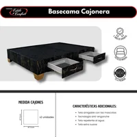 Basecama Con 2 Cajones Negra Tentación 100X190 Pata Madera