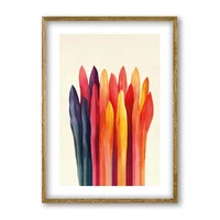 Cuadro Decorativo Artesanal Plumas Ígneas 21x30cm Marco Madera