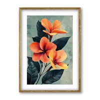 Cuadro Decorativo Artesanal Ritmo Floral 21x30cm Marco Madera