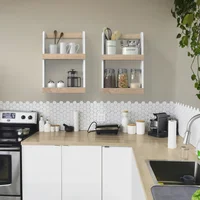 Repisa Mucura 40x13.5x60cm Blanco/Madera Natural