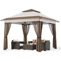 Toldo Bealife Beige Desplegable Con Mosquitera Para Jardín Y Terraza