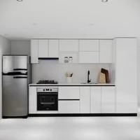 Cocina Integral 3M Con Despensa Luxury Sin Mesón Color Blanco Alto Brillo