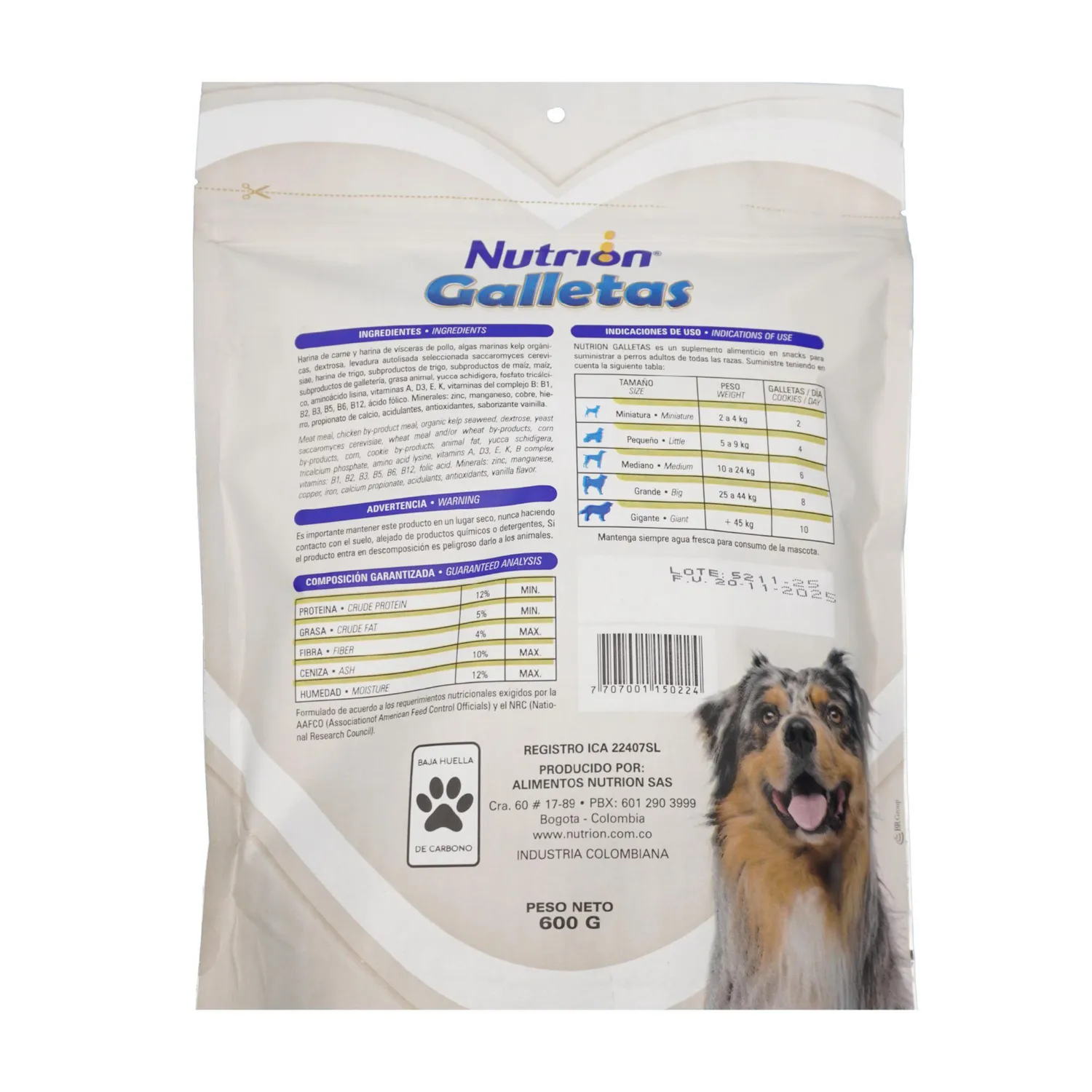 Snack Perro Nutrion Galletas Algas Marinas 600gr