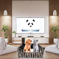 Cama Anti-Estres Lavable Mascota Tiny Unicolor Gris Cuadros Negro Cuadros
