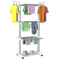 Tendedero Plegable de Acero Inoxidable Bigzzia de 4 Niveles con Alas Laterales