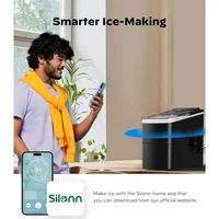 Máquina para Hacer Hielo Inteligente Silonn Control Wi-Fi Producción de 12 kg/día con Temporizador y Autolimpieza