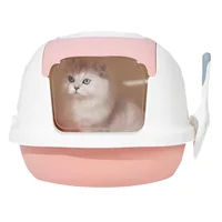 Arenera Cubierta para Gato Plástica con Puerta Vaivén Rosada 52x43x42cm Colmascotas