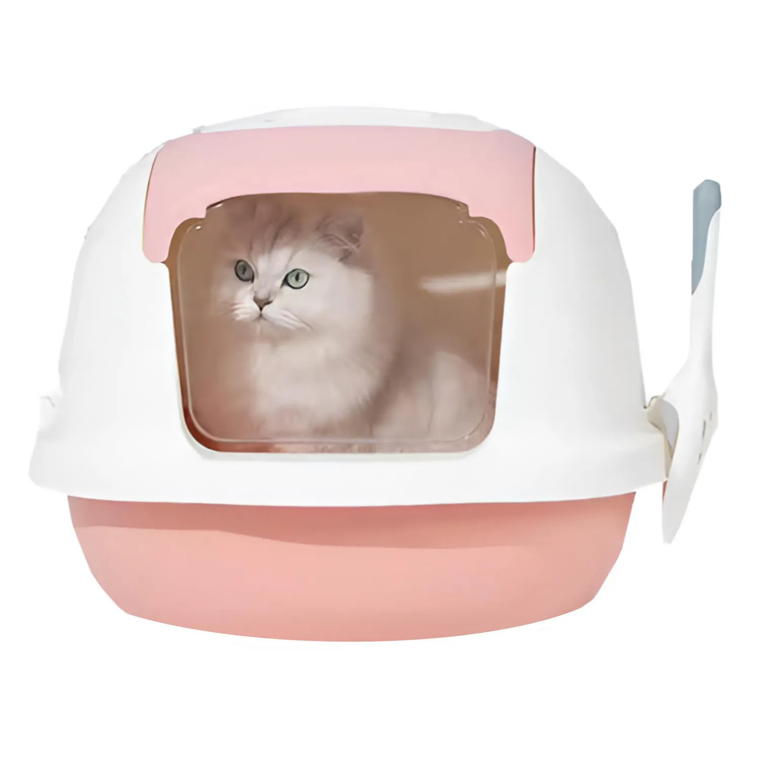 Arenera Cubierta para Gato Plástica con Puerta Vaivén Rosada 52x43x42cm Colmascotas