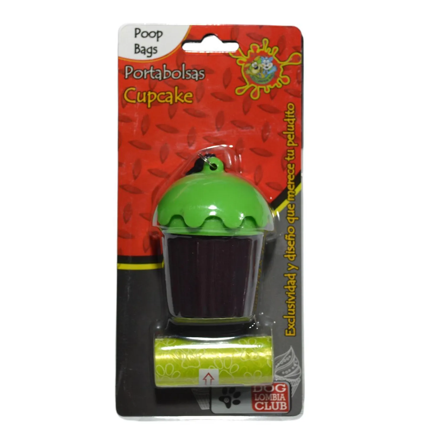 Portabolsas forma cupcake con 2 rollos de bolsas x15und verde colmascotas