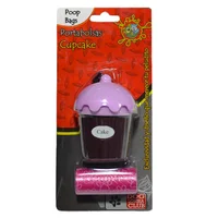 Portabolsas forma cupcake con 2 rollos de bolsas x15und rosado colmascotas
