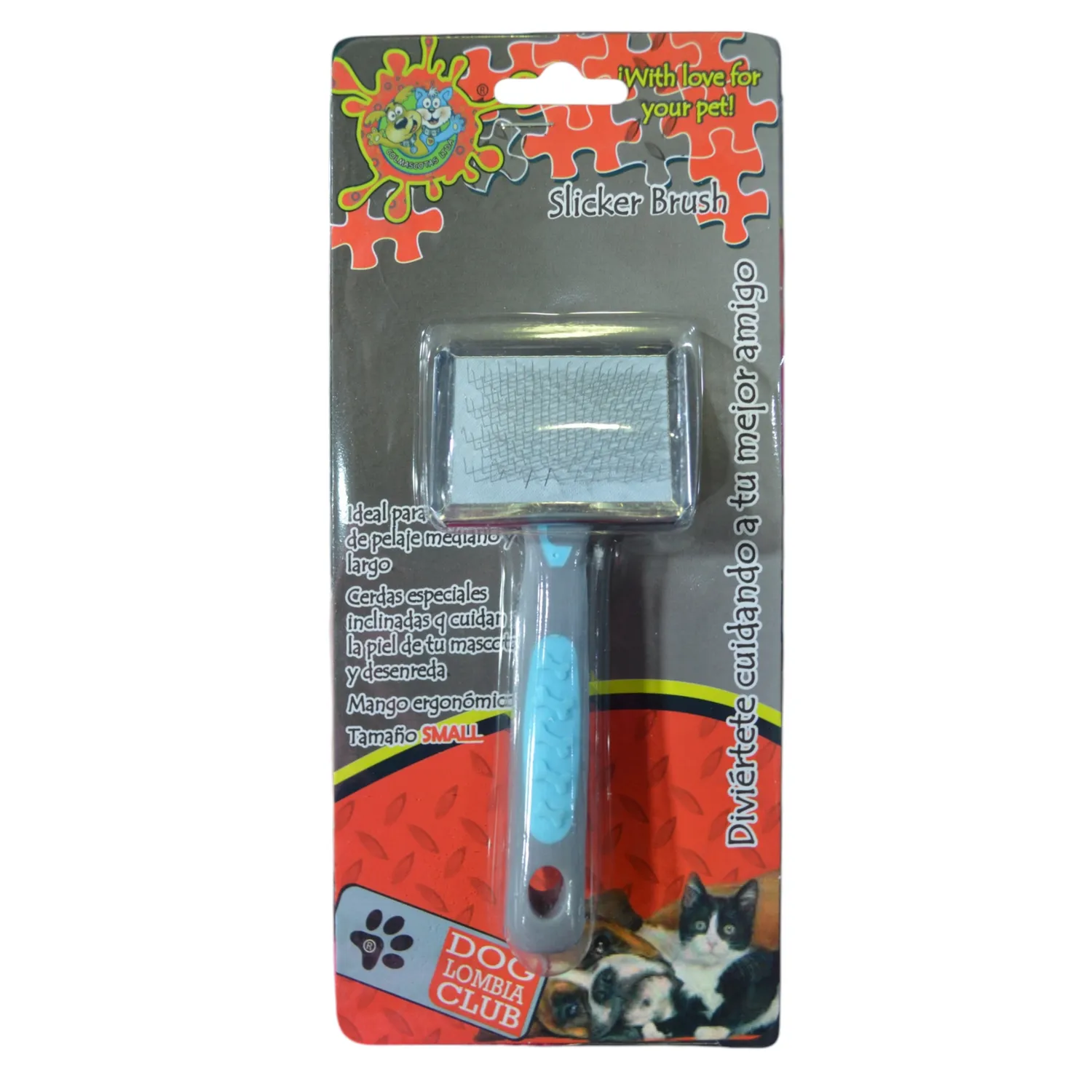 Cepillo para perro sliker azul pequeño colmascotas