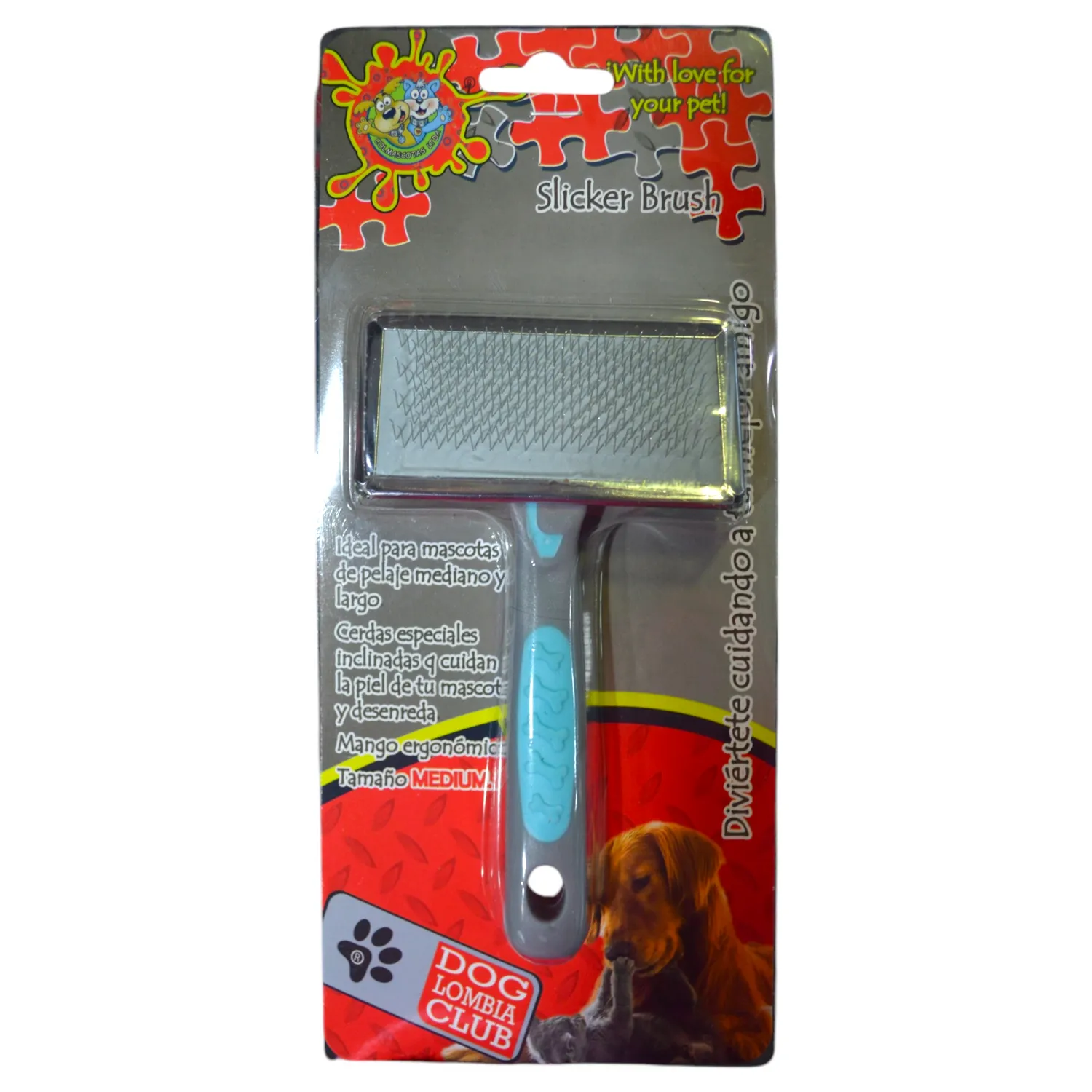 Cepillo para perro sliker azul mediano colmascotas
