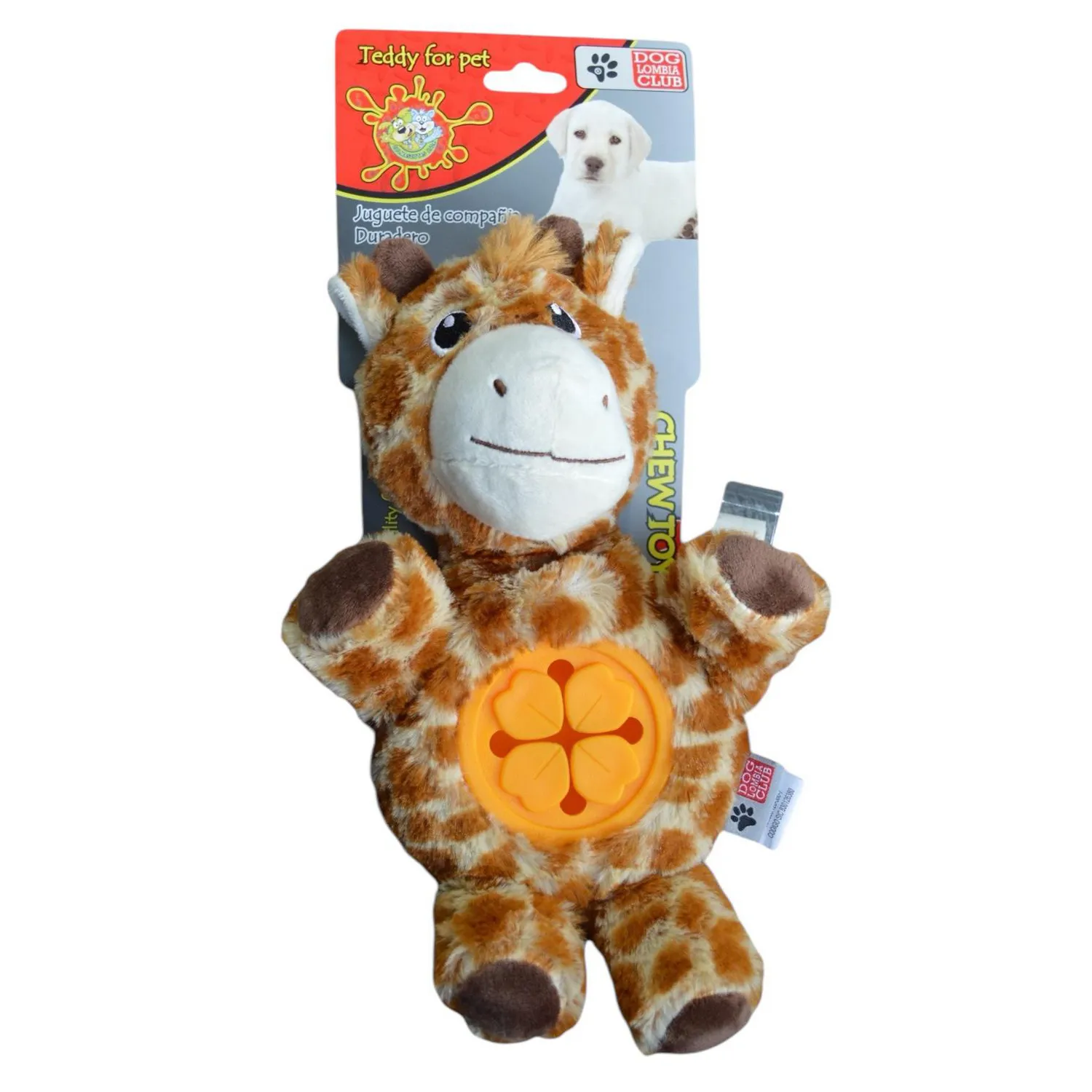 Juguete para perro peluche dispensador jirafa naranja 18x27cm colmascotas