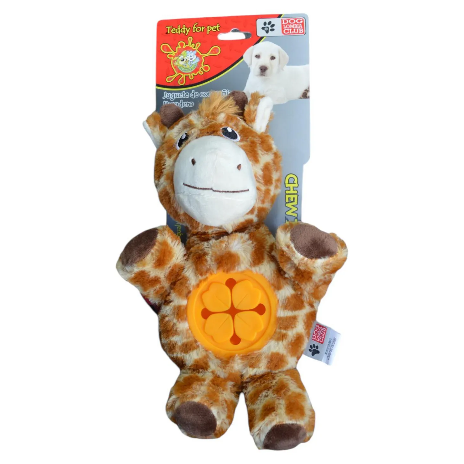 Juguete para perro peluche dispensador jirafa naranja 18x27cm colmascotas