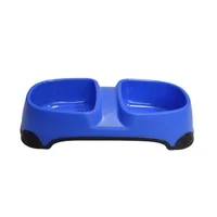 Comedero doble antideslizante para mascotas azul talla s 29x14.5x6.5cm colmascotas