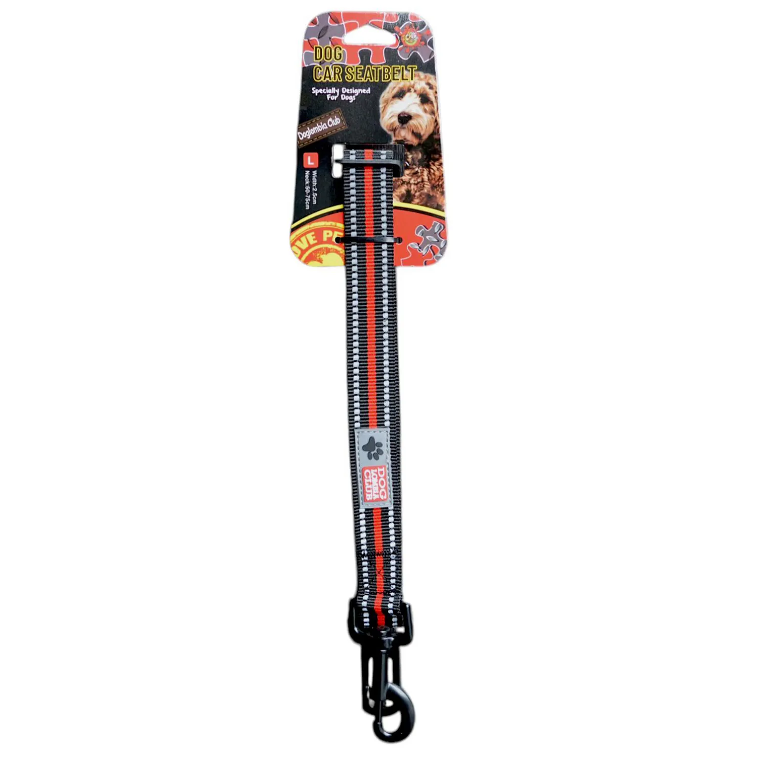 Correa para carro cinturon de seguridad rojo 50-75cm colmascotas