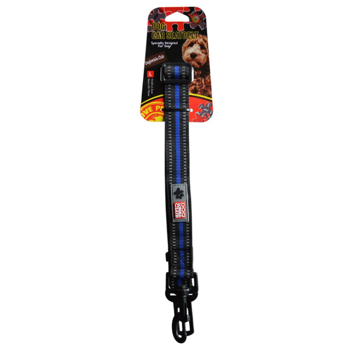 Correa para carro cinturon de seguridad azul 50-75cm colmascotas
