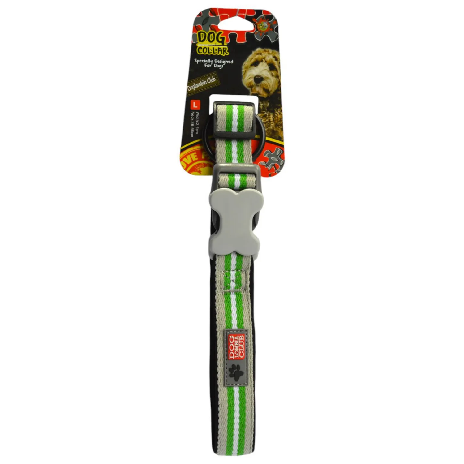 Collar para perro nautica verde 3.0 cm/cuello 46-63cm colmascotas