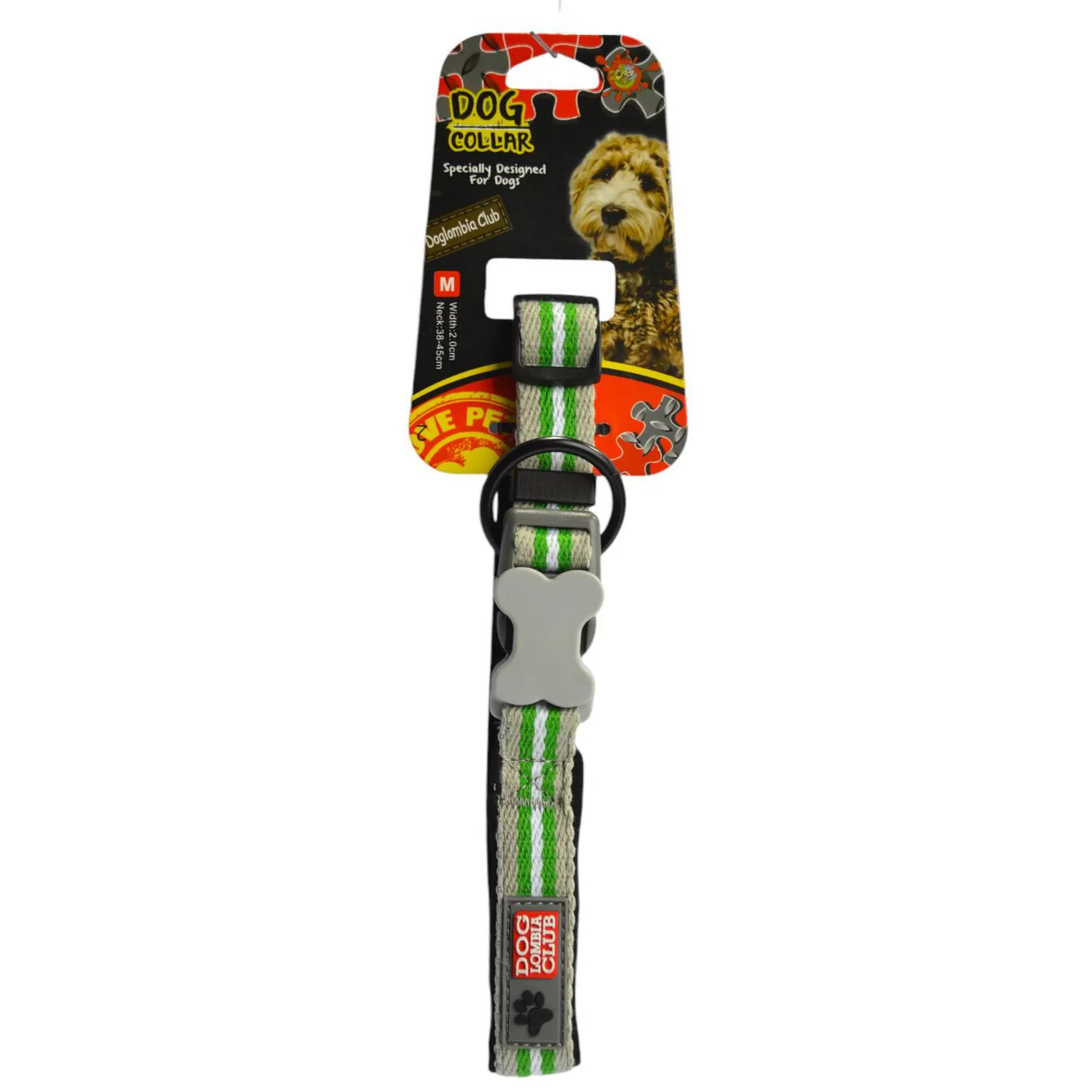 Collar para perro nautica verde 2.0 cm/cuello 39-56cm colmascotas