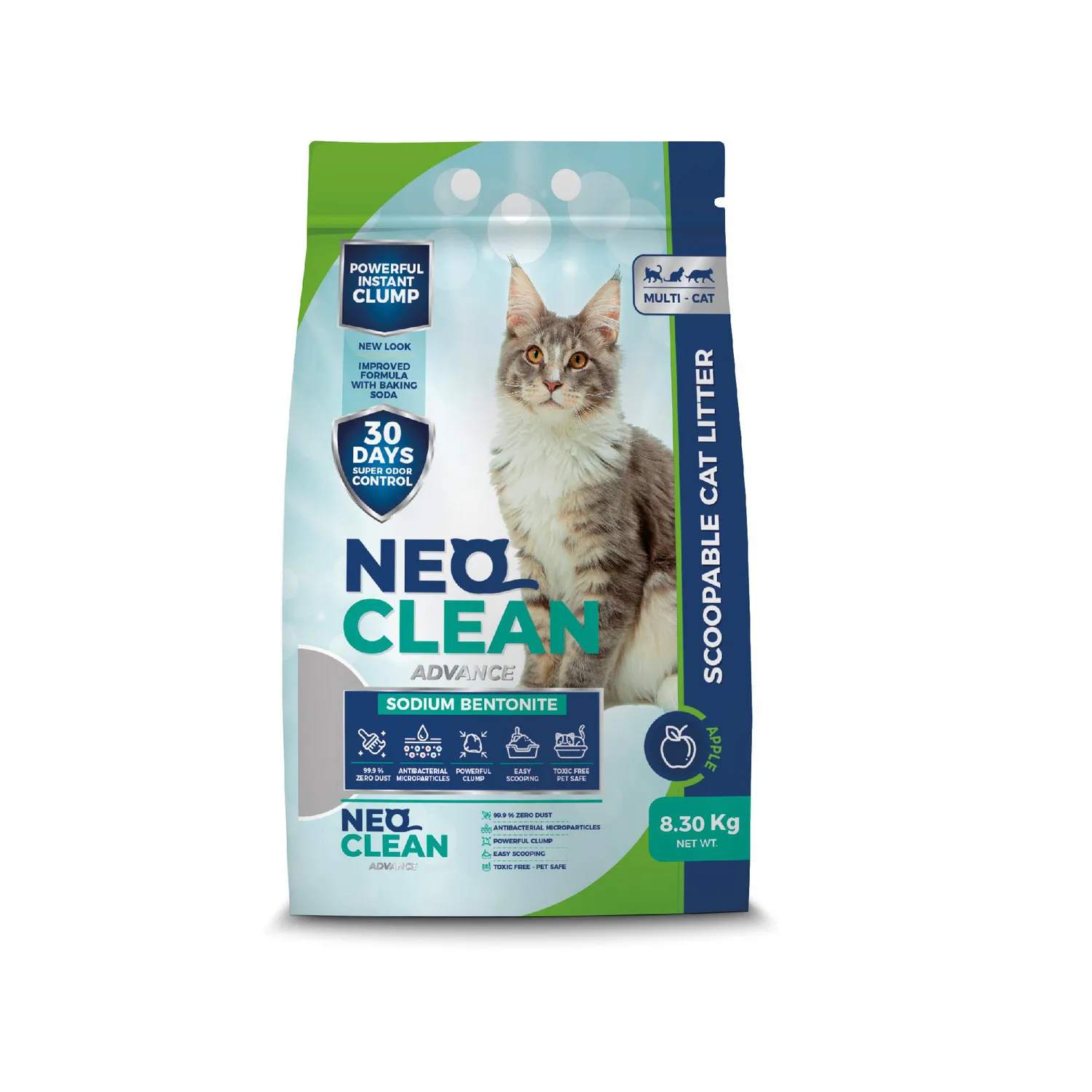 Arena Sanitaria Para Gato Aglomerante Bentonita Neo Manzana 8.30 Kg