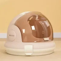 Capsula 3 en 1 para mascotas transportadora. arenera y casa beige 45x45cm
