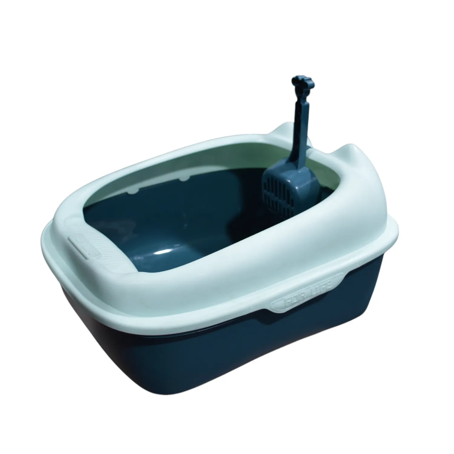 Arenera para gato plástica mediana con pala verde 42.5x34.5x19.5cm colmascotas