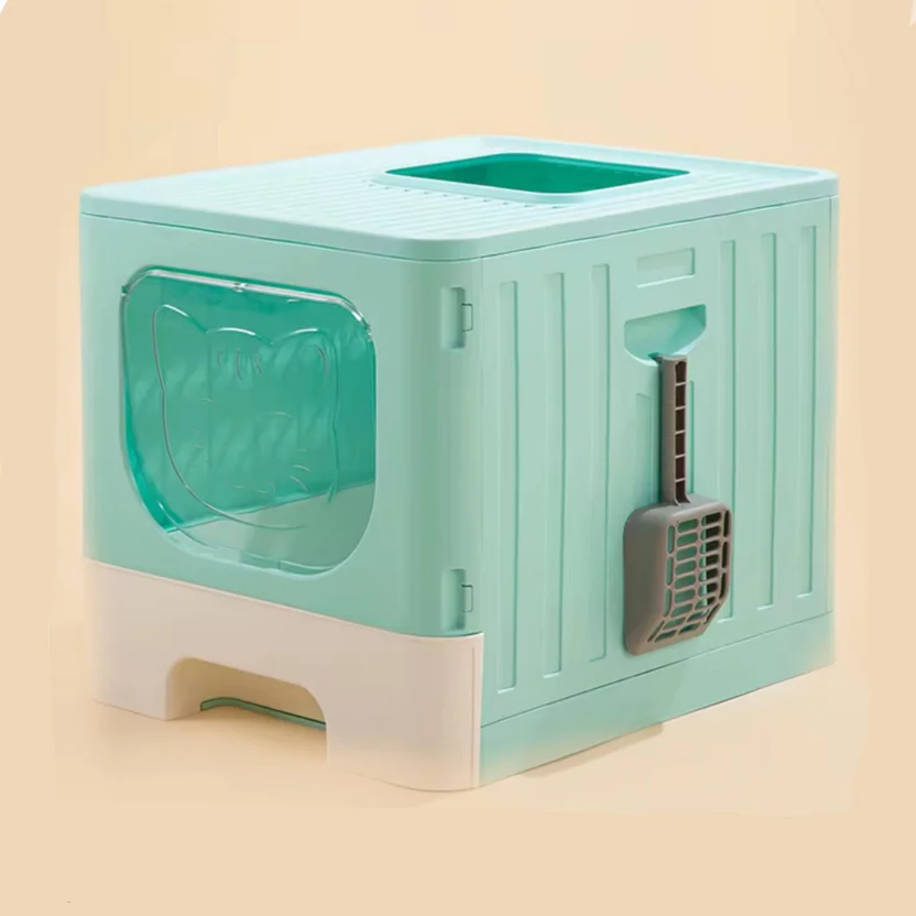 Arenera cubierta para gato supr puerta vaivén+pal verde 48.5x38x38.2cm ...