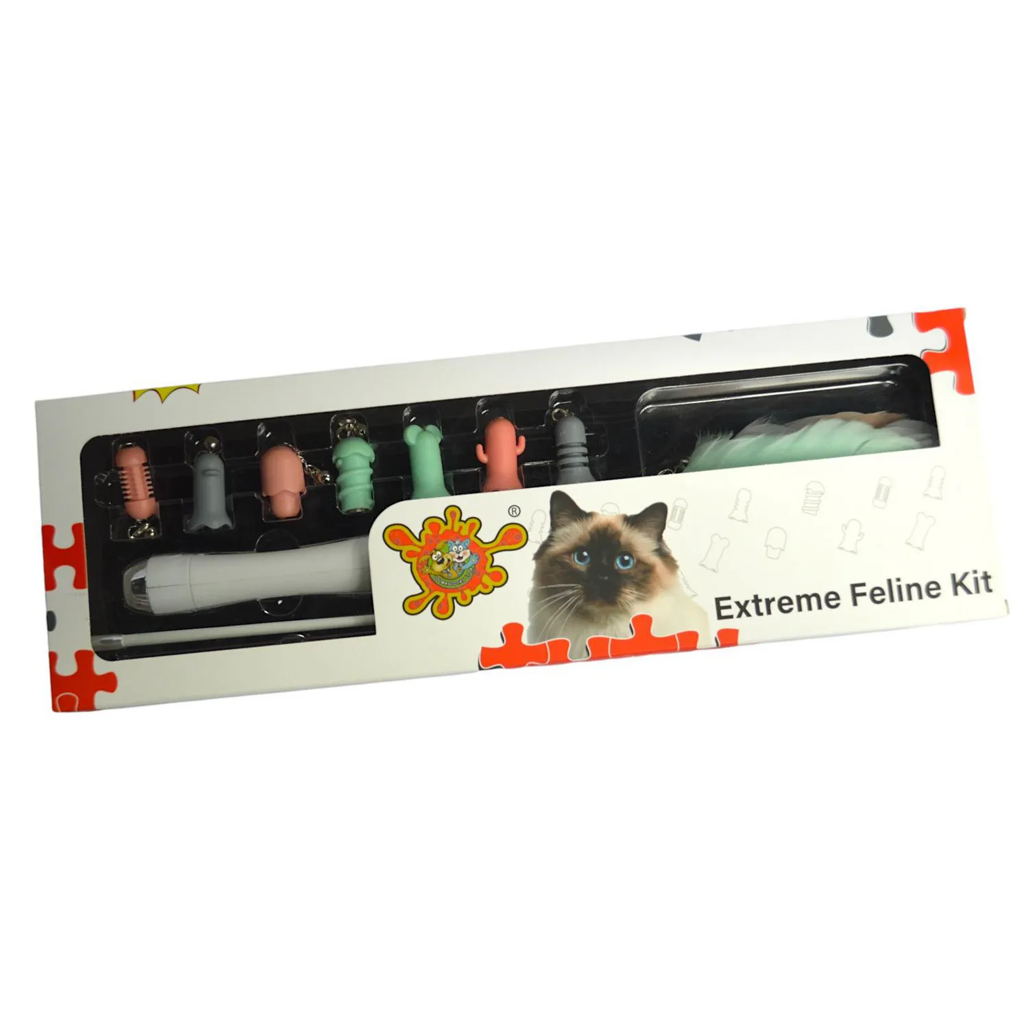 Juguete para gato kit laser blanco 7 cabezales/plumas colores surtidos colmascotas