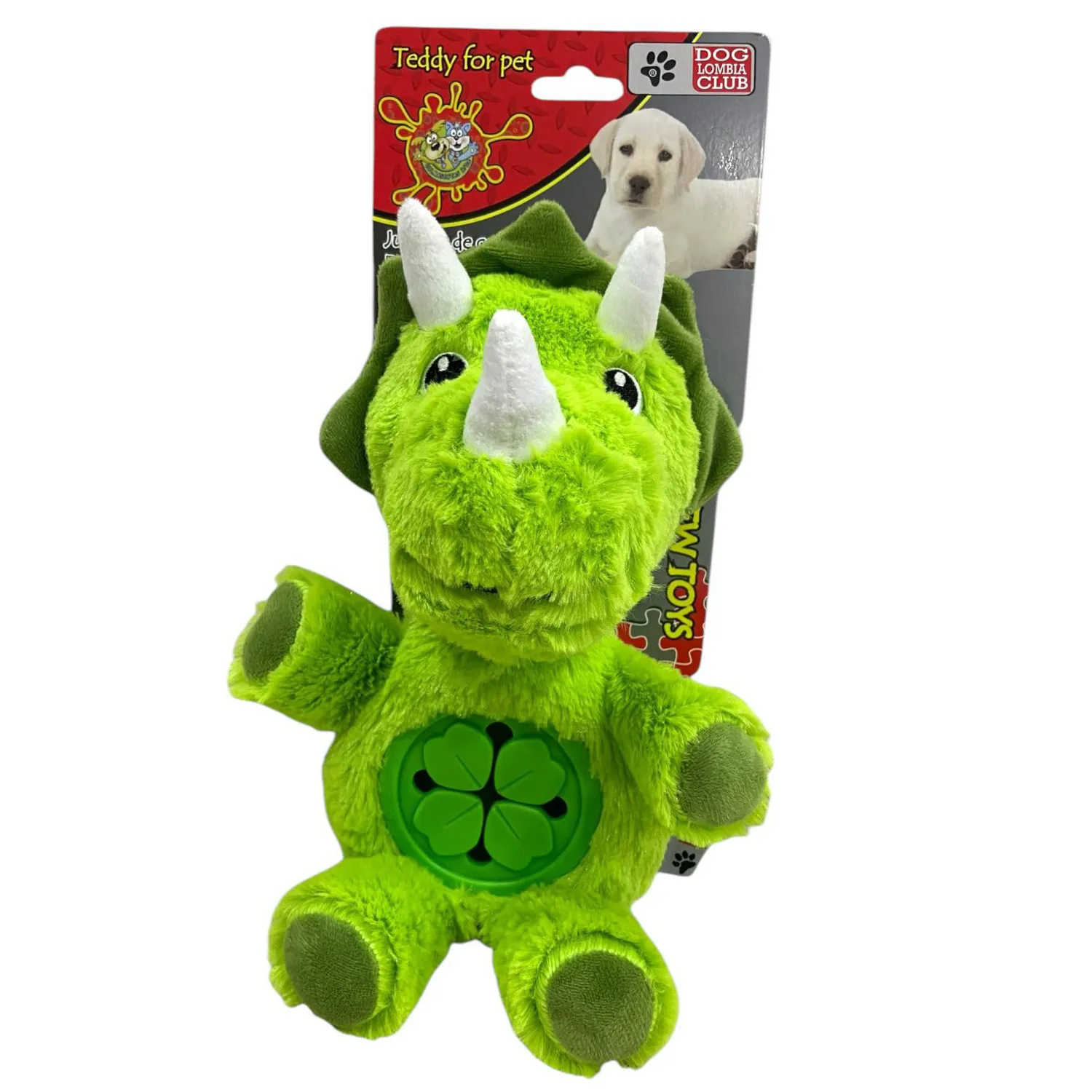 Juguete para perro peluche dispensador dinosaurio verde 18x27cm colmascotas