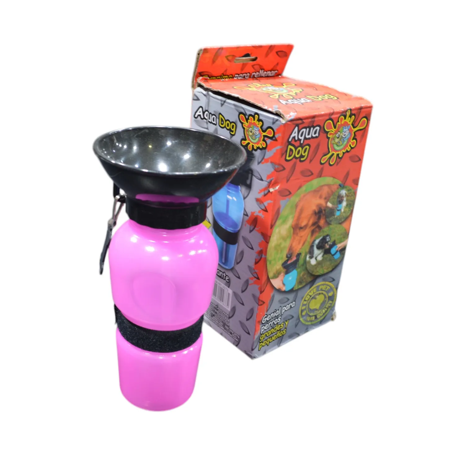Bebedero portátil para perro aqua dog rosa 500 ml colmascotas