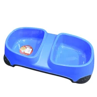 Comedero doble antideslizante para mascotas azul talla l 39.5x20x8.5cm colmascotas