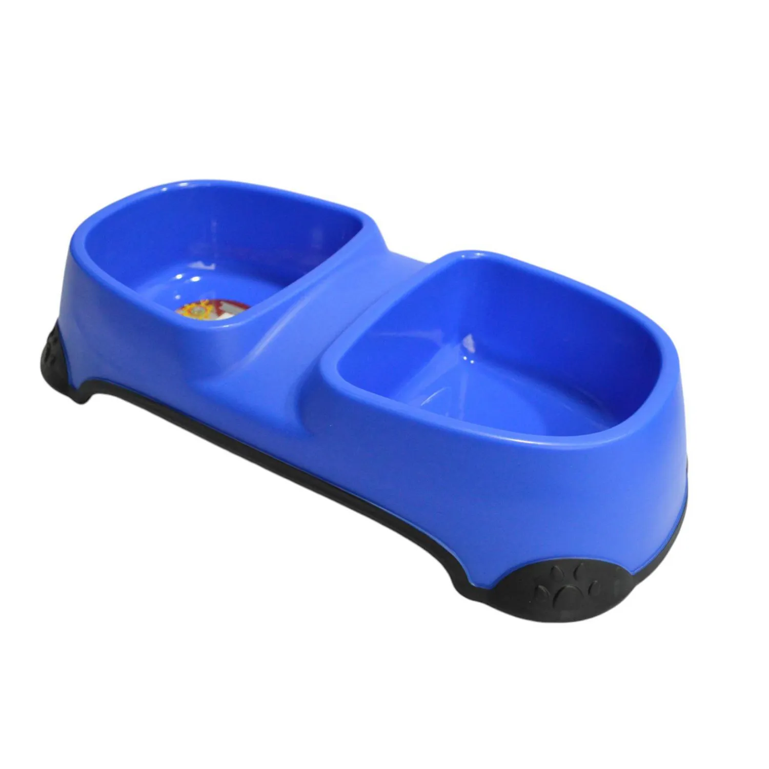 Comedero doble antideslizante para mascotas azul talla l 39.5x20x8.5cm colmascotas